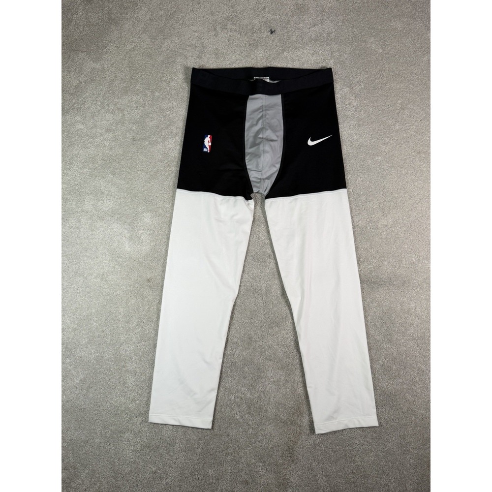 Nike Pro NBA Men's Compression Basketball Tights Black White AA0751-101 Size LT